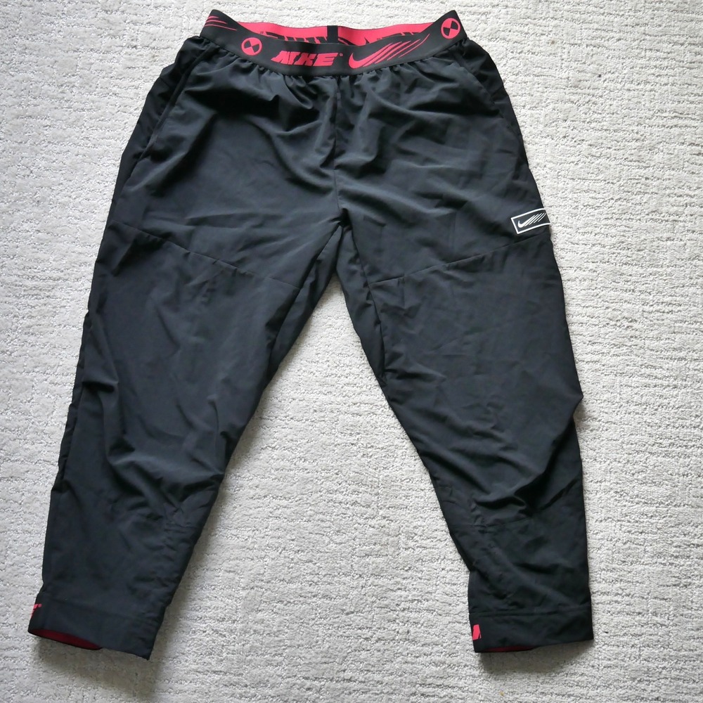 Nike Mens Standard Fit Athletic Jogger Pants Black Pink Logo Medium